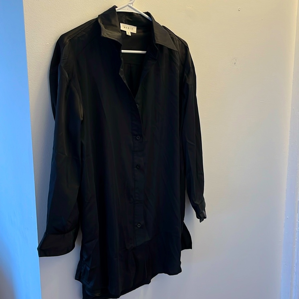 Black Silk Shirt-Dress